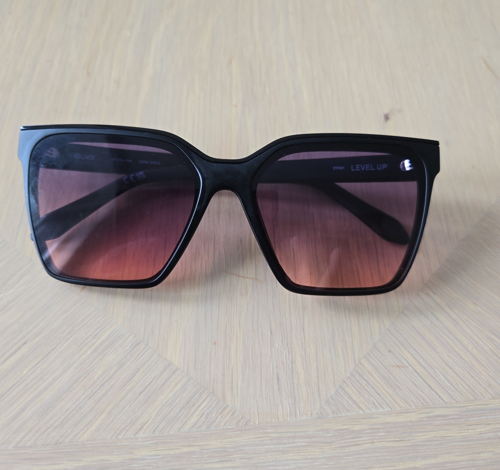 QUAY Women's Black Sunglasses with Pink Gradient Lenses